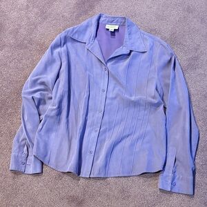 Talbots Suede Lavender Button-Up Shirt Size L